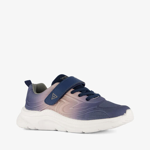 Meisjes sportschoenen blauw beige