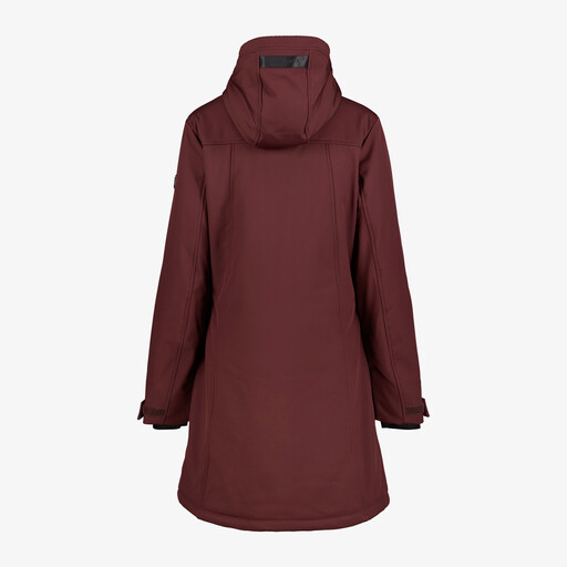 Lange dames softshell jas bordeauxrood