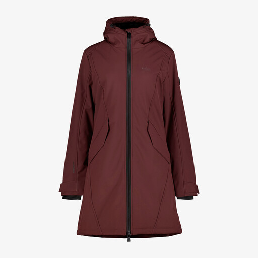 Lange dames softshell jas bordeauxrood