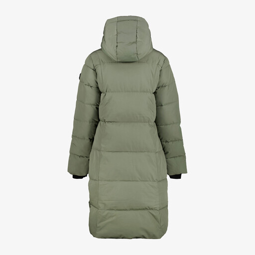 Lange dames winterjas gewatteerd groen