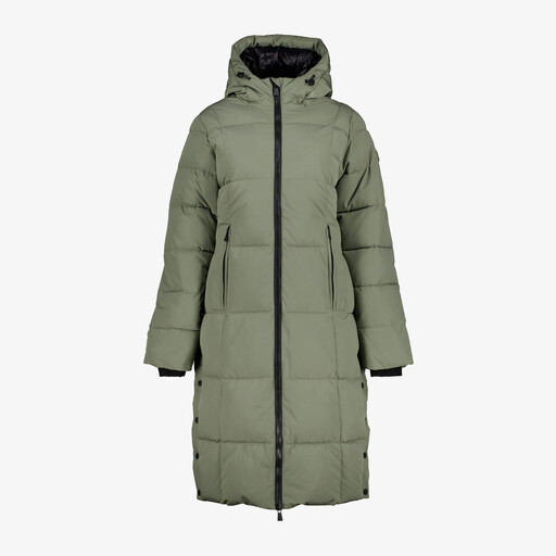 Lange dames winterjas gewatteerd groen