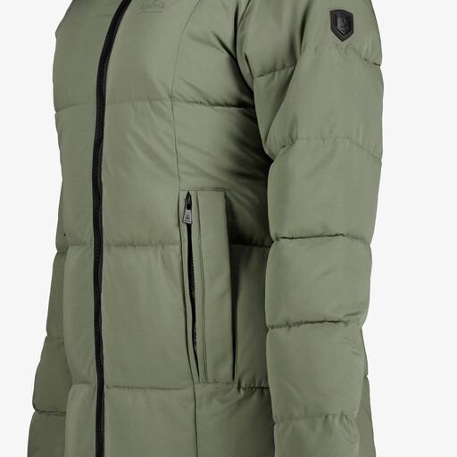 Lange dames winterjas gewatteerd groen