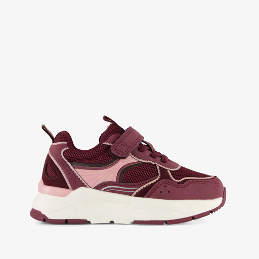 Meisjes sneakers bordeauxrood en roze
