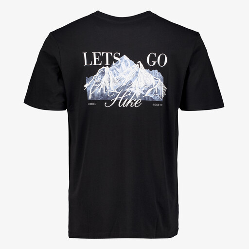 JJ Rebel heren T-shirt met backprint zwart