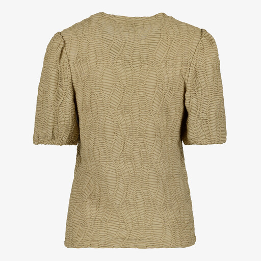 Dames top met pofmouwen beige