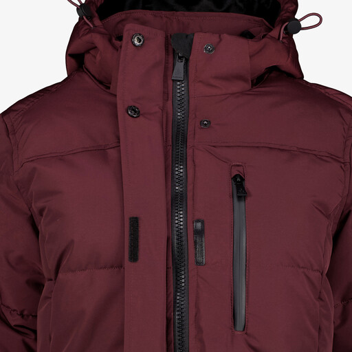 Lange dames winterjas gewatteerd bordeauxrood