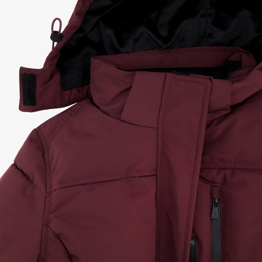 Lange dames winterjas gewatteerd bordeauxrood