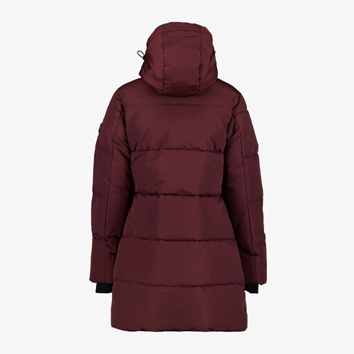 Lange dames winterjas gewatteerd bordeauxrood