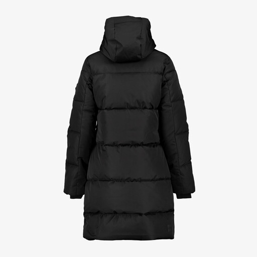 Lange dames winterjas gewatteerd zwart
