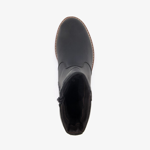 Leren dames boots met hak zwart