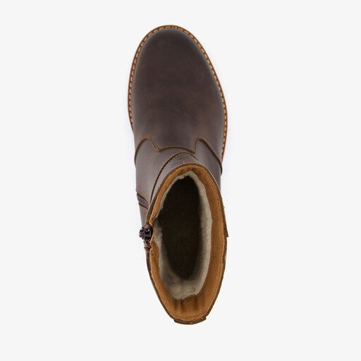 Leren dames boots met hak bruin