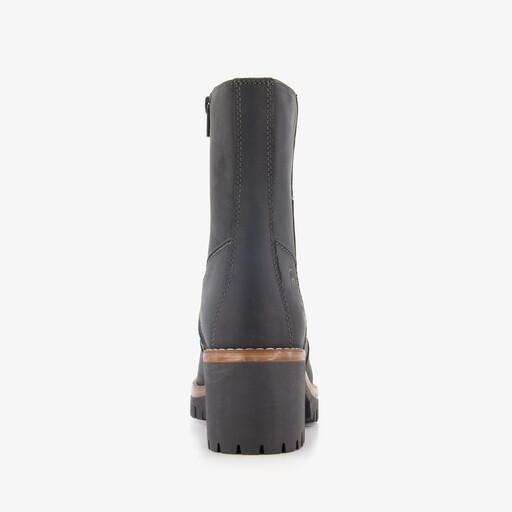 Leren dames boots met hak zwart