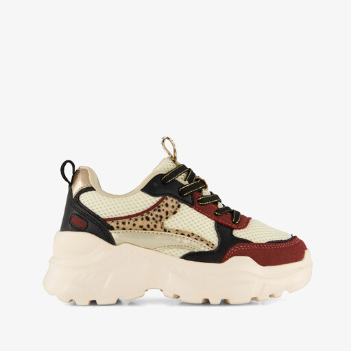 Meisjes dad sneakers beige bordeaux