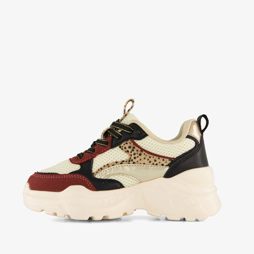 Meisjes dad sneakers beige bordeaux