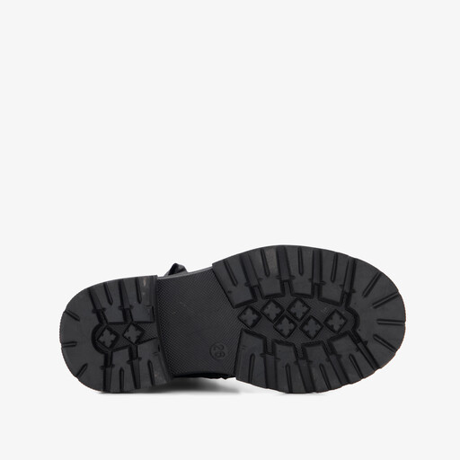 Leren meisjes veterboots met strik zwart