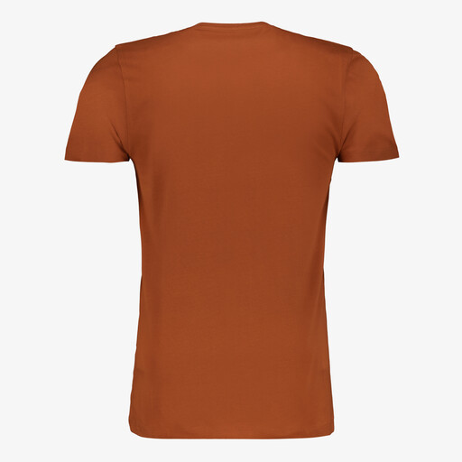 Heren T-shirt bruin katoen ronde hals