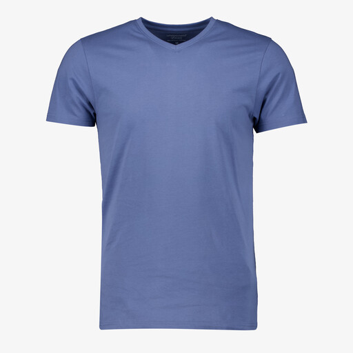 Heren T-shirt blauw met V hals