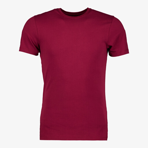 Heren T-shirt bordeauxrood katoen ronde hals