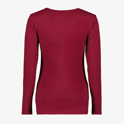 Dames basic longsleeve shirt bordeauxrood