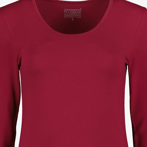 Dames basic longsleeve shirt bordeauxrood