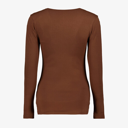 Dames basic longsleeve shirt bruin