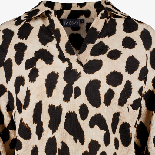 Dames blouse met panterprint beige zwart