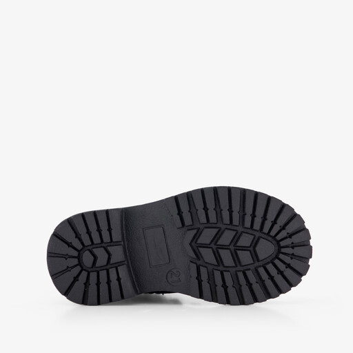 Leren meisjes veterboots met vlinder zwart