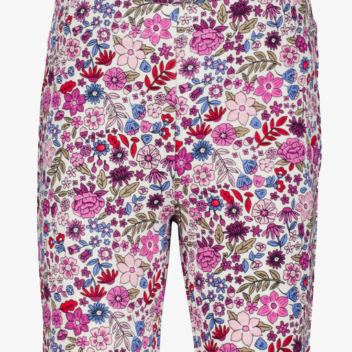 Meisjes flared legging met bloemenprint roze