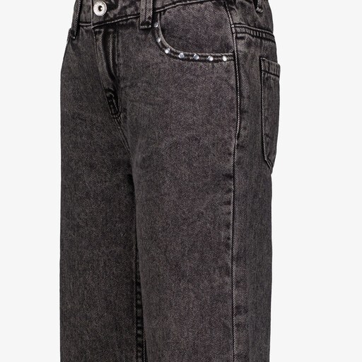 Meisjes wide leg jeans donkergrijs