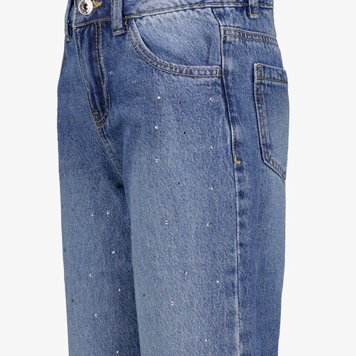 Meisjes wide leg jeans met strass steentjes