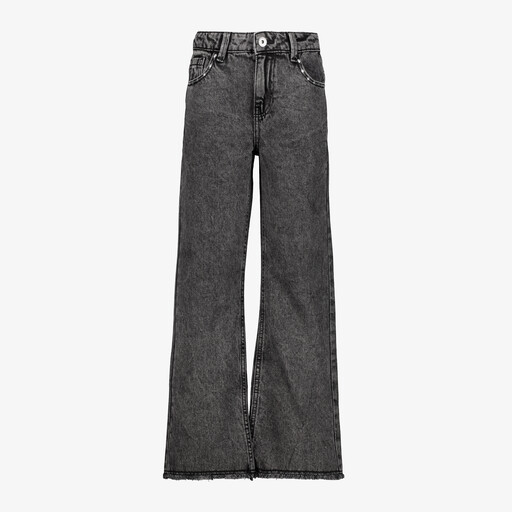 Meisjes wide leg jeans donkergrijs