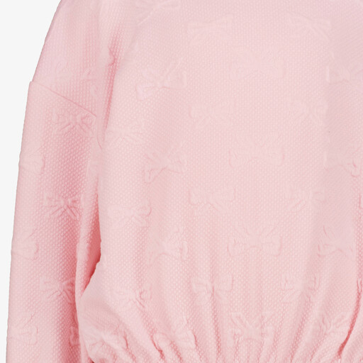 Meisjes sweater met strikjes structuur roze