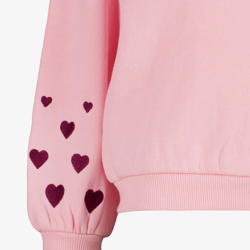 Meisjes sweater met hartjes mouwen roze