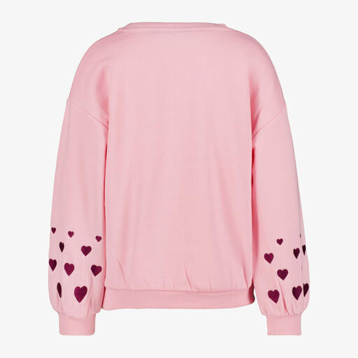 Meisjes sweater met hartjes mouwen roze