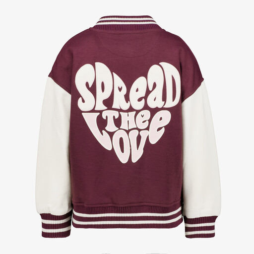 Meisjes baseball vest bordeaux wit