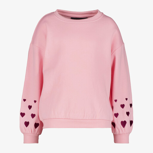 Meisjes sweater met hartjes mouwen roze