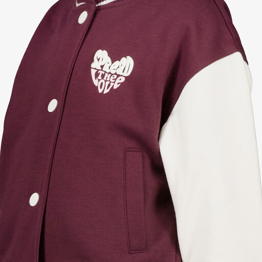Meisjes baseball vest bordeaux wit