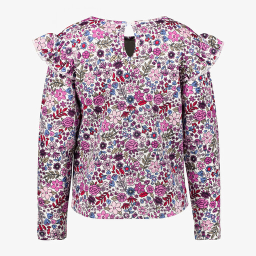 Meisjes blouse met bloemenprint roze