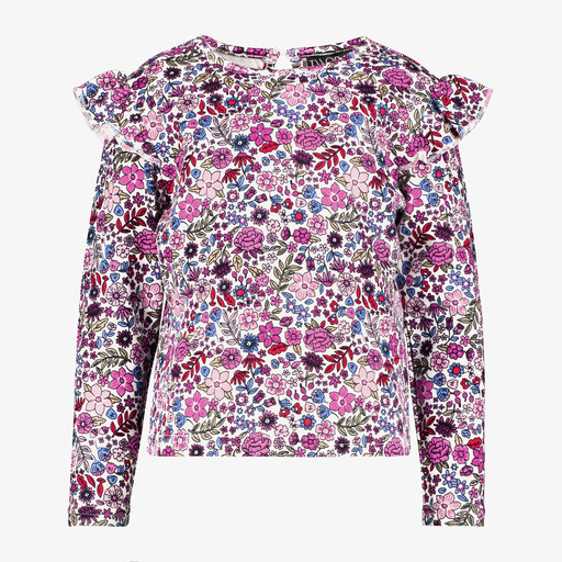 Meisjes blouse met bloemenprint roze