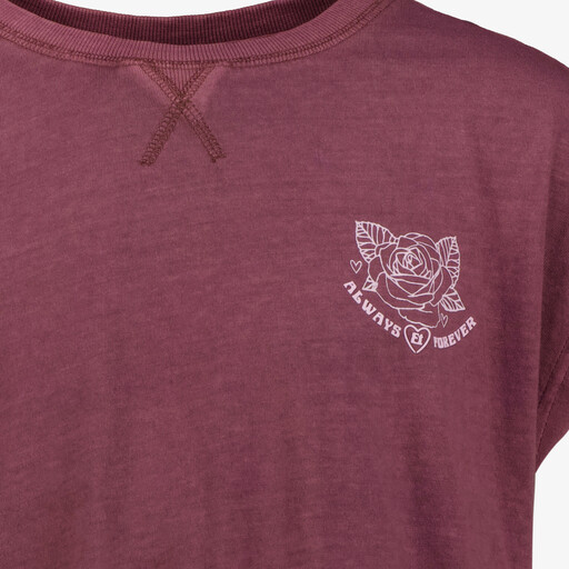 Cropped meisjes T-shirt met backprint bordeaux