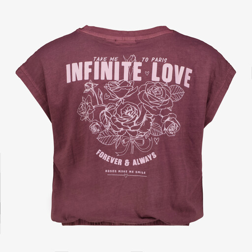Cropped meisjes T-shirt met backprint bordeaux