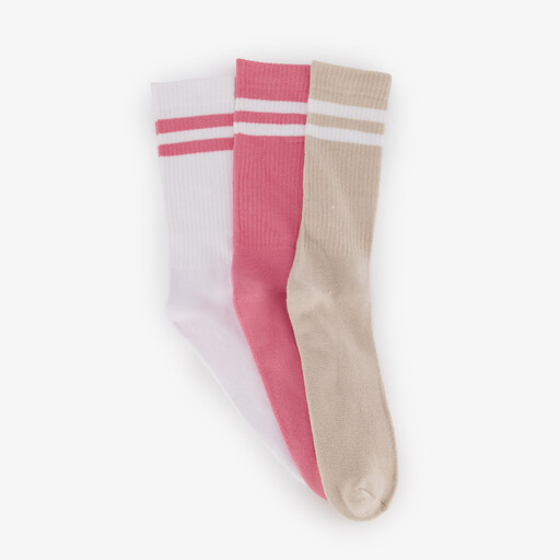 3-pack dames sportsokken roze beige