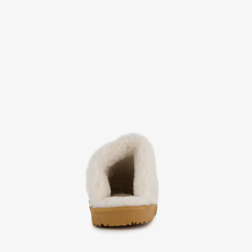 Dames pantoffels met imitatiebont bruin