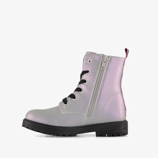 Meisjes veterboots zilver roze