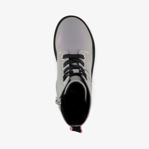 Meisjes veterboots zilver roze