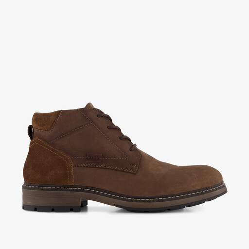 Suède heren veterschoenen cognac bruin