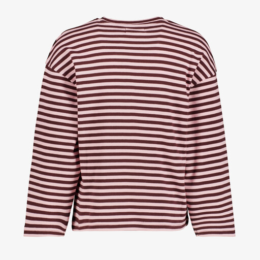 Gestreept meisjes shirt met lange mouwen roze