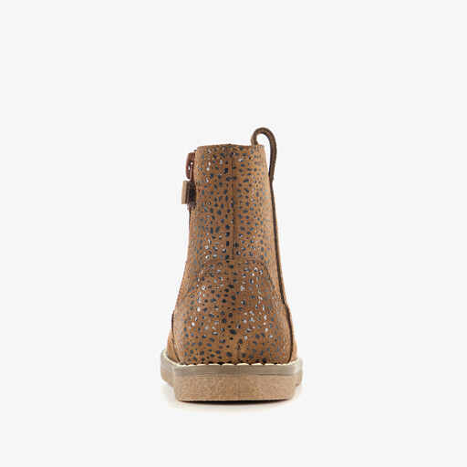 Suède meisjes boots met stippen bruin