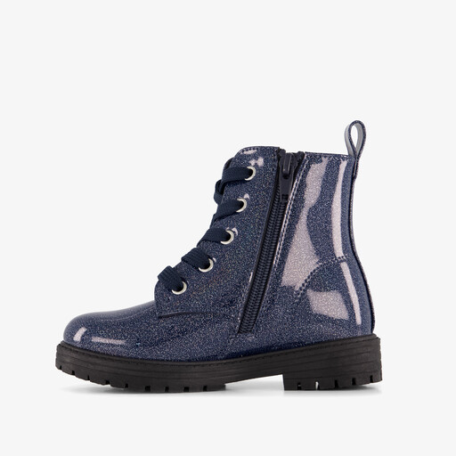 Meisjes veterboots met glitters blauw