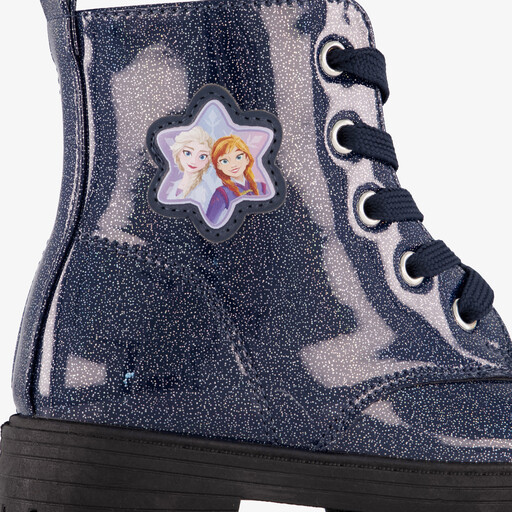 Meisjes veterboots met glitters blauw